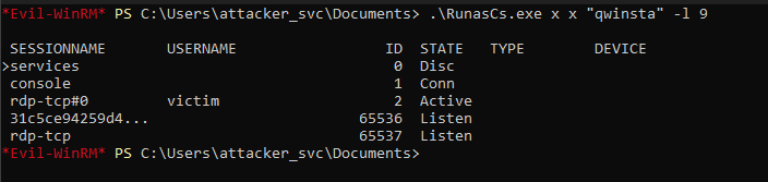 Evidence of another user currently logged in.