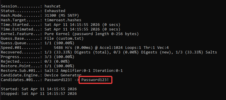 hashcat cracking Password123!